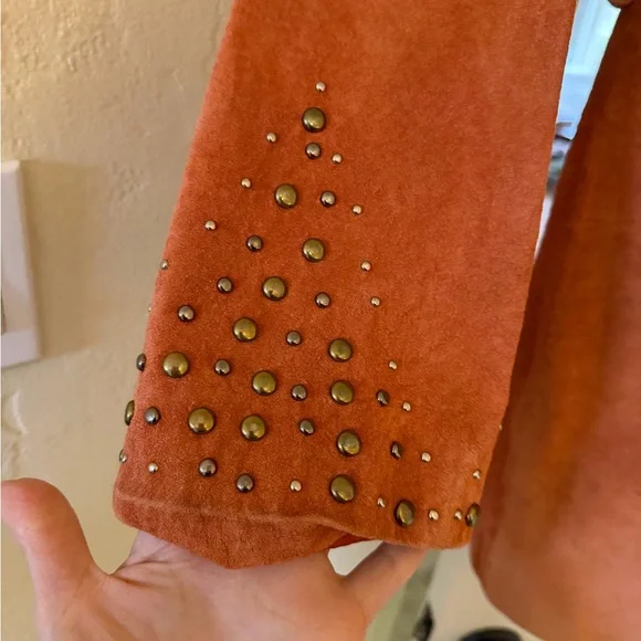 Marciano Orange Suede Trench Coat - Picture 4 of 9